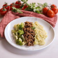 Duo Fit - Ragu de Carne Magra com Purê de Batata Doce e Mix de Brócolis e Couve Flor 300g