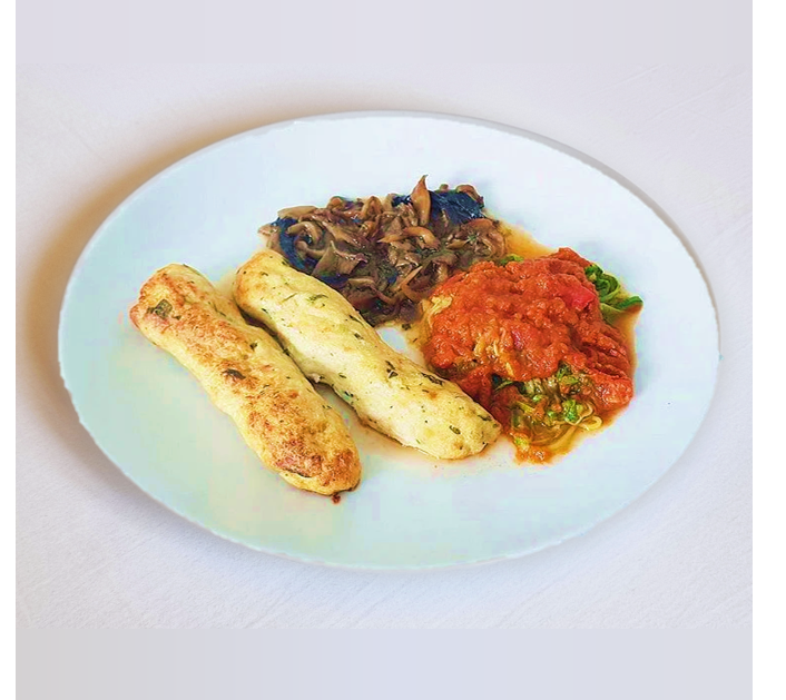 FIT - Kafta de frango com shitake e shimeji ao shoyo e spaghetti de abobrinha ao molho rústico de tomate 400g