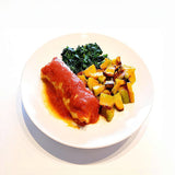 LIGHT - Panqueca Integral de Frango ao Sugo com Abóbora assada e Espinafre no fio de azeite 400g